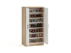 Zapatero de 2 puertas en blanco mate y roble canadian 55x108 cm Liam Roble Canadian - Blanco Artik (Blanco Mate)