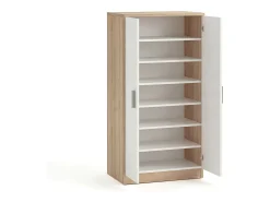 Zapatero de 2 puertas en blanco mate y roble canadian 55x108 cm Liam Roble Canadian - Blanco Artik (Blanco Mate)