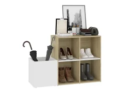 Zapatero de entrada de madera de ingeniería de roble Sonoma blanco