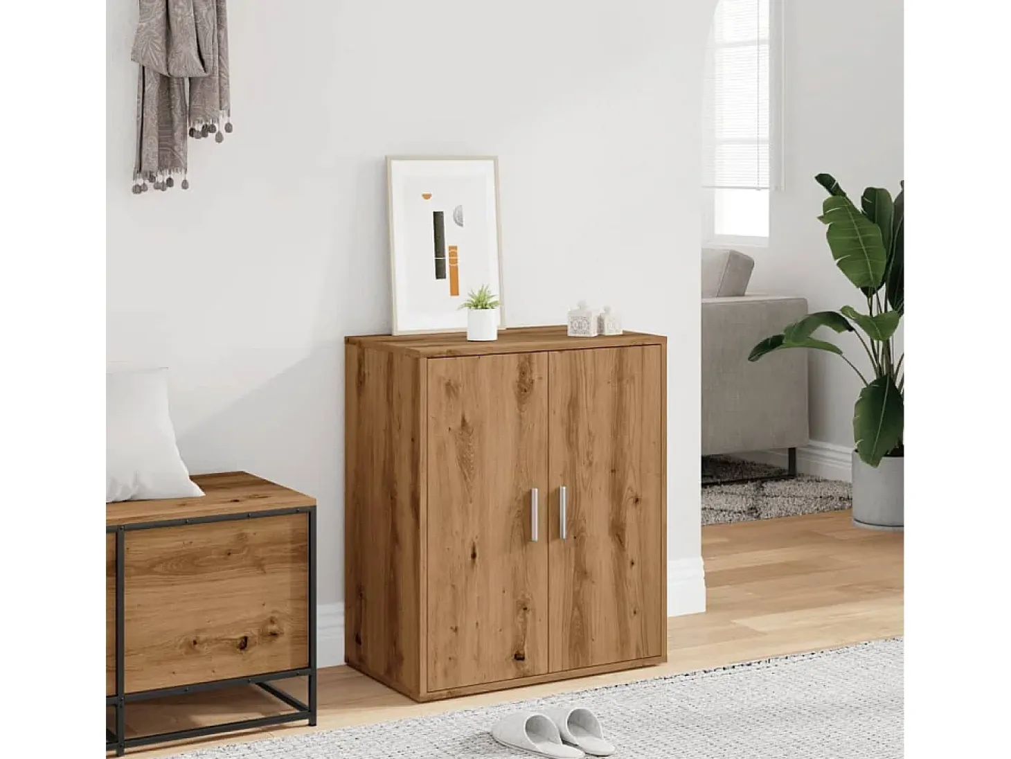 Zapatero de madera de ingeniería de roble hecho a mano