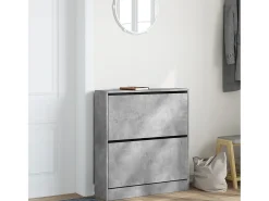 Zapatero de madera de ingeniería gris hormigón 80x21x87,5 cm ES115707
