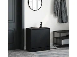 Zapatero de madera de ingeniería negro 60x34x63,5 cm ES345406