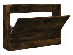 Zapatero de madera de ingeniería roble ahumado 80x21x57 cm ES657133