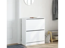 Zapatero de madera de ingeniería blanco 80x34x96,5 cm ES624850