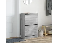 Zapatero de madera de ingeniería gris Sonoma 60x34x96,5 cm ES638687