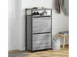 Zapatero de madera de ingeniería gris Sonoma 60x34x112 cm ES406996