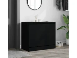 Zapatero de madera de ingeniería negro 80x42x69 cm ES154480