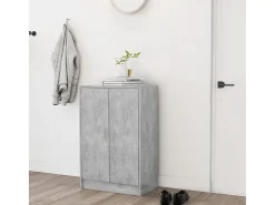 Zapatero de madera de ingeniería gris hormigón 60x35x92 cm ES758883