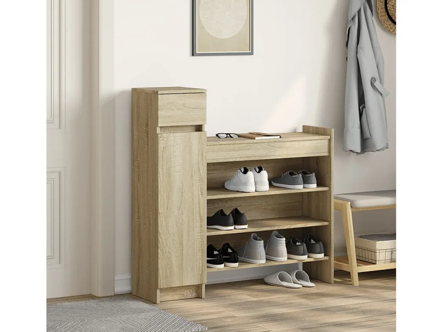 Zapatero de madera de ingeniería de roble Sonoma