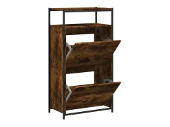 Zapatero de madera de ingeniería roble ahumado 60x34x112 cm ES923766