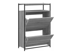 Zapatero de madera de ingeniería gris Sonoma 75x34x112 cm ES490931
