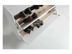 Zapatero de madera dos trampones tabac en acabado blanco lavado 80 cm(alto)110 cm(ancho)23