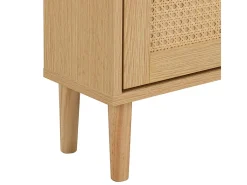 Zapatero de madera y ratán - 3 puertas abatibles y 1 cajón - balda regulable - Natural