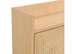 Zapatero de madera y ratán - 3 puertas abatibles y 1 cajón - balda regulable - Natural