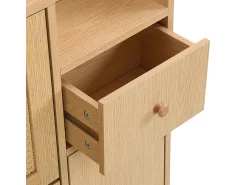 Zapatero de madera y ratán - 3 puertas abatibles y 1 cajón - balda regulable - Natural