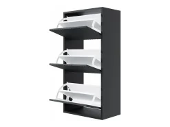 Zapatero de pared con 3 puertas - Negro - 50 cm - VELDIO