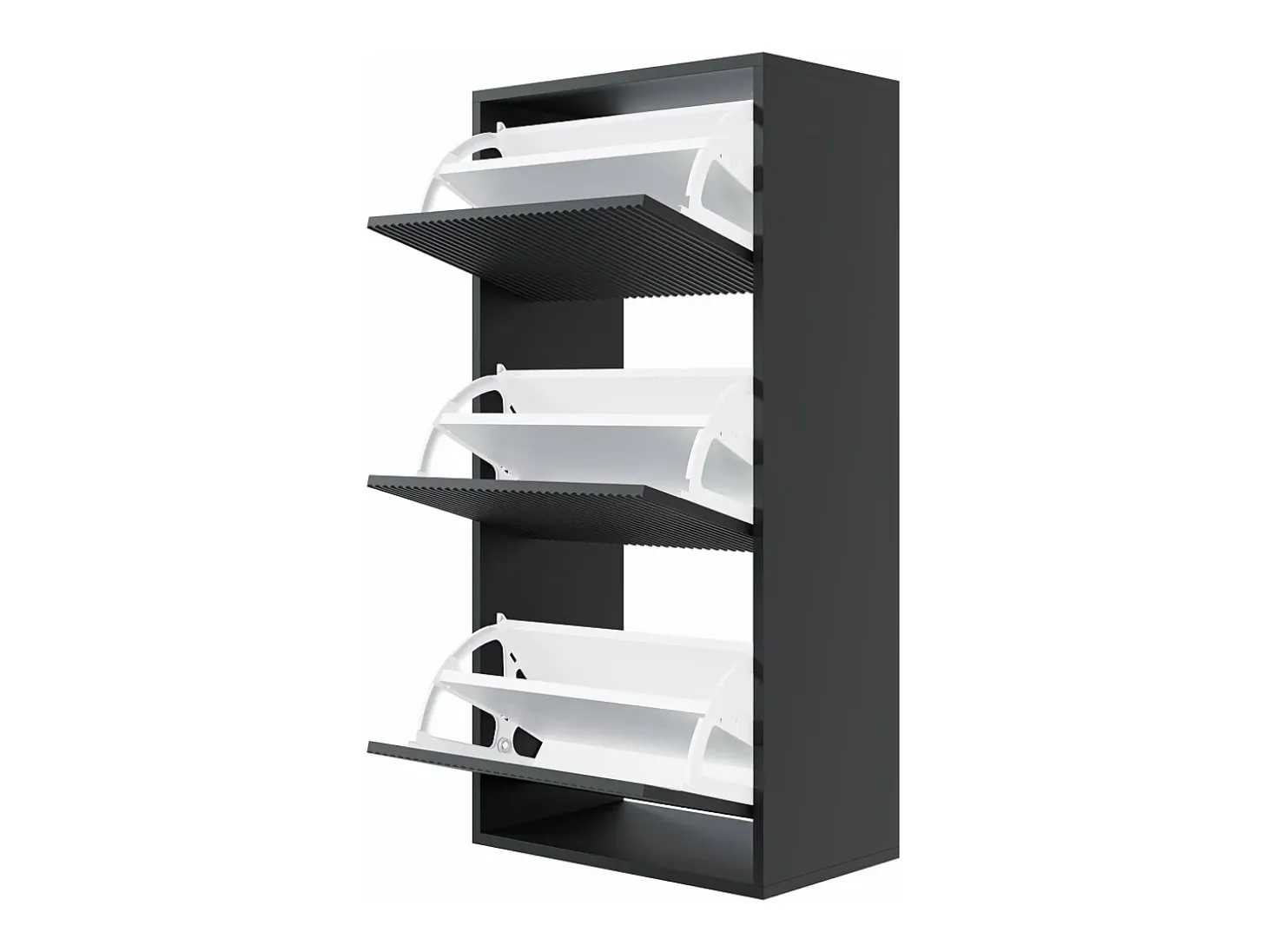 Zapatero de pared con 3 puertas - Negro - 50 cm - VELDIO