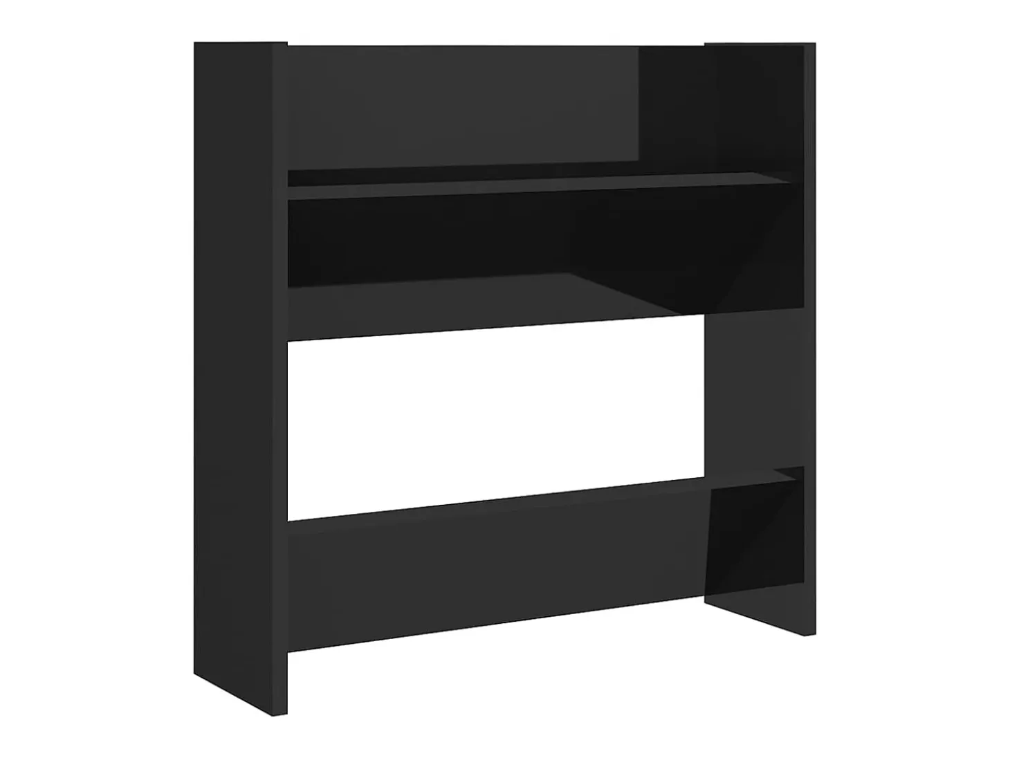 Zapatero de pared de 4 piezas, negro brillante, 60x18x60 cm