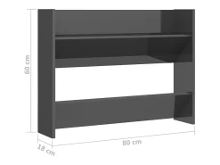 Zapatero de pared, gris alto brillo, madera de ingeniería