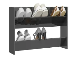 Zapatero de pared, gris alto brillo, madera de ingeniería