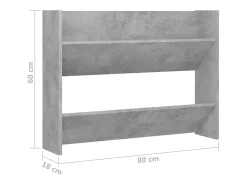 Zapatero de pared Gris hormigón 80x18x60 cm Aglomerado