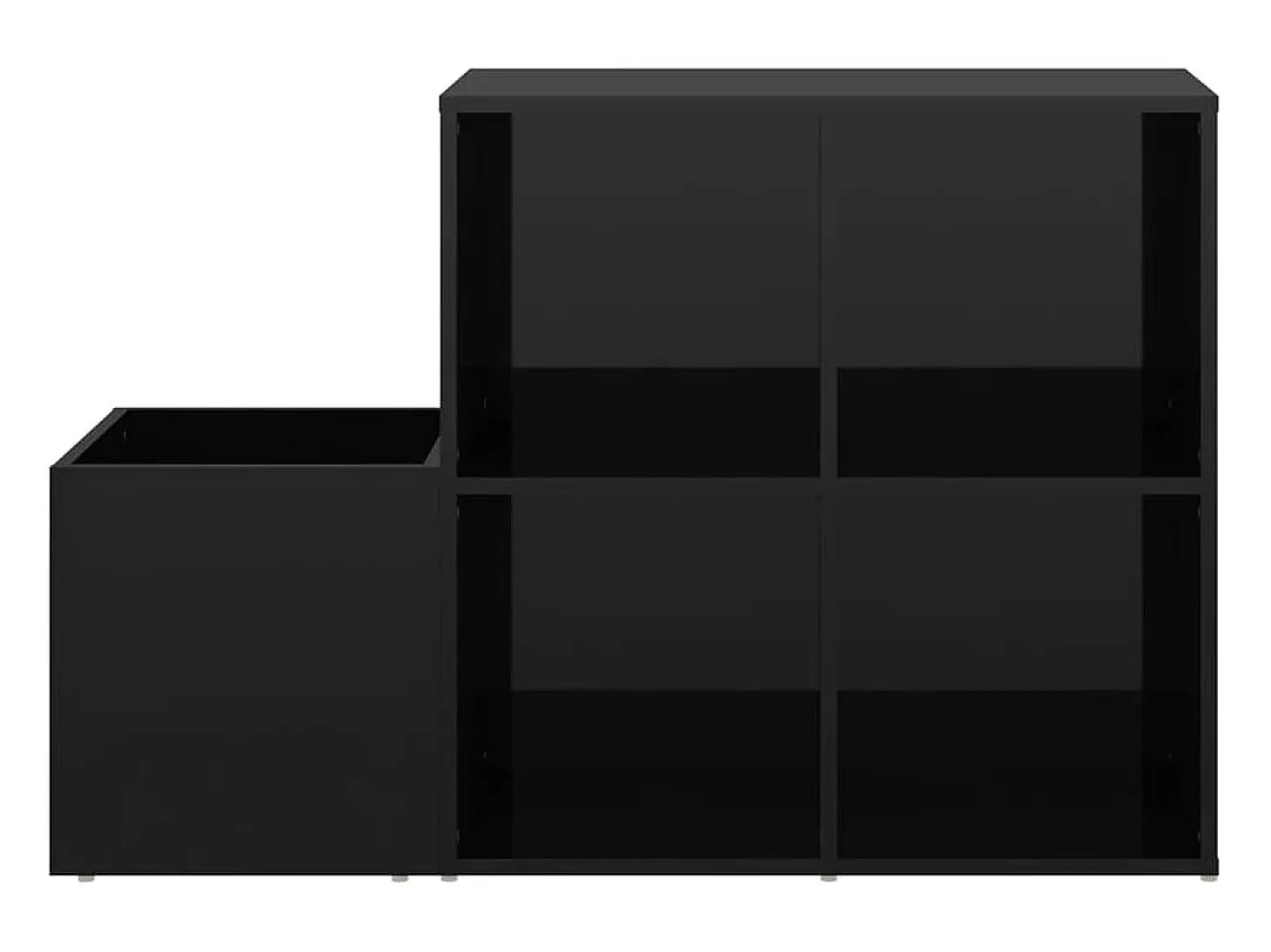 Zapatero de recibidor contrachapado negro brillo 105x35,5x70 cm ES326608