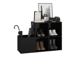 Zapatero de recibidor contrachapado negro brillo 105x35,5x70 cm ES326608