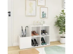 Zapatero de recibidor madera contrachapada blanco 105x35,5x70cm ES566661