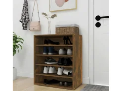 Zapatero de roble ahumado 60x35x70 cm Madera de ingeniería