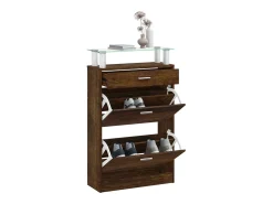Zapatero de roble ahumado 63x24x104 cm Madera de ingeniería