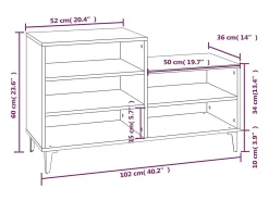 Zapatero de roble ahumado 102x36x60 cm Madera de ingeniería