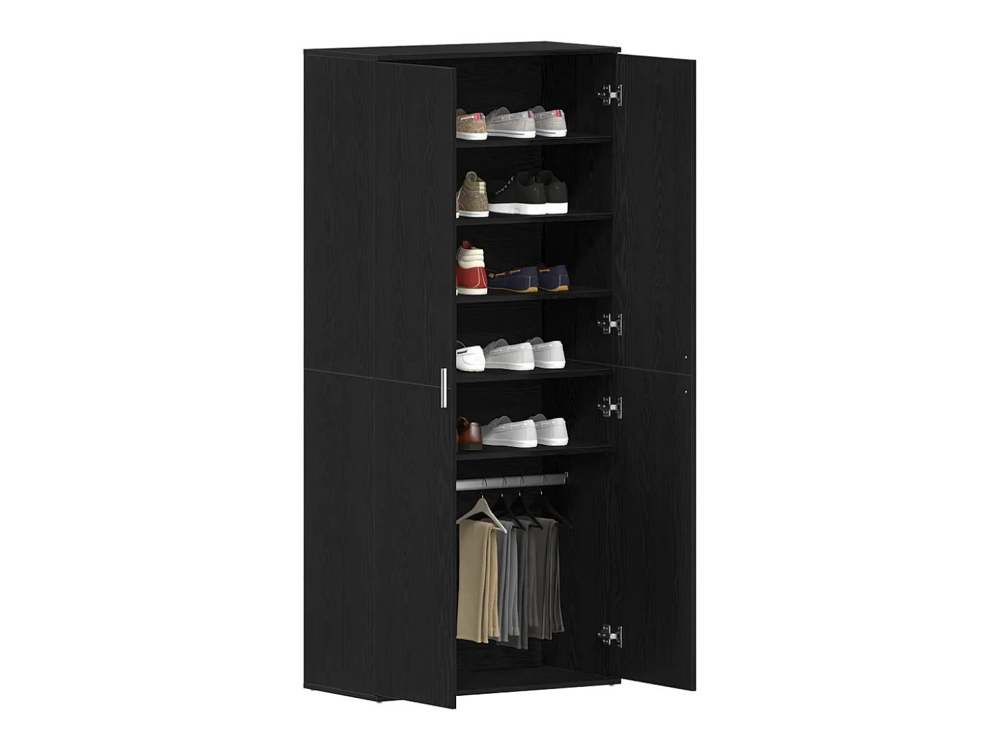 Zapatero de Roble Negro 80x39x180 cm Madera Reconstituida