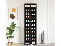 Zapatero de roble negro 54x34x183 cm madera de ingeniería