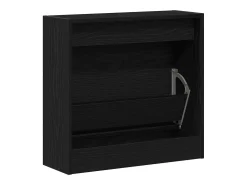 Zapatero de roble negro 60x21x57 cm Madera de ingeniería