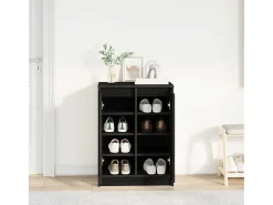 Zapatero de roble negro 57x34x76 cm madera de ingeniería