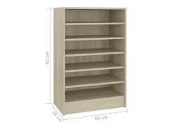 Zapatero de roble Sonoma 60x35x92 cm Madera de ingeniería