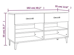 Zapatero de roble Sonoma de 102 x 35 x 55 cm de madera de ingeniería