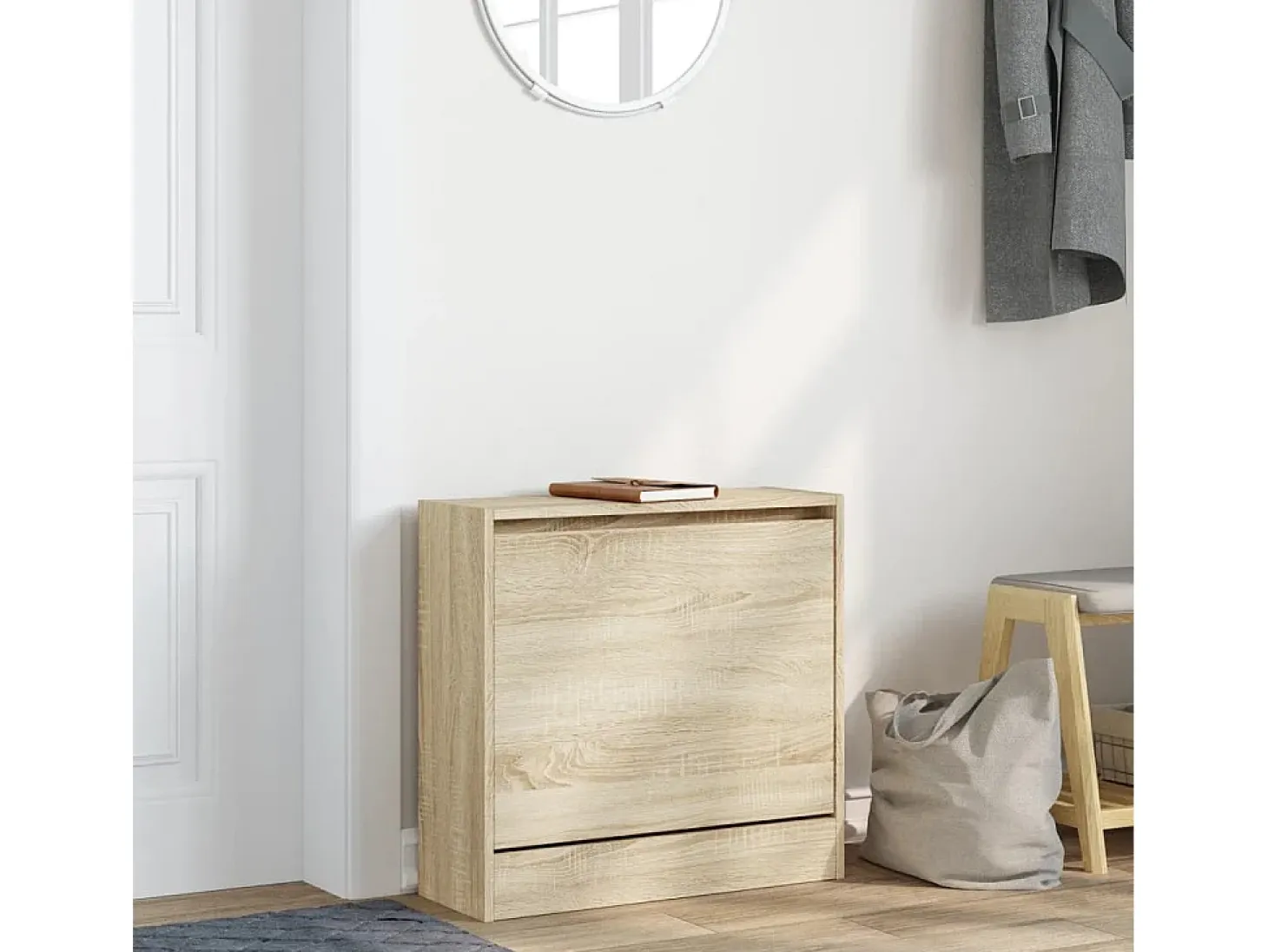 Zapatero de roble Sonoma 60x21x57 cm madera de ingeniería