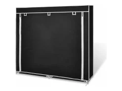 Zapatero de tela con cubierta negro 115x28x110 cm ES746381