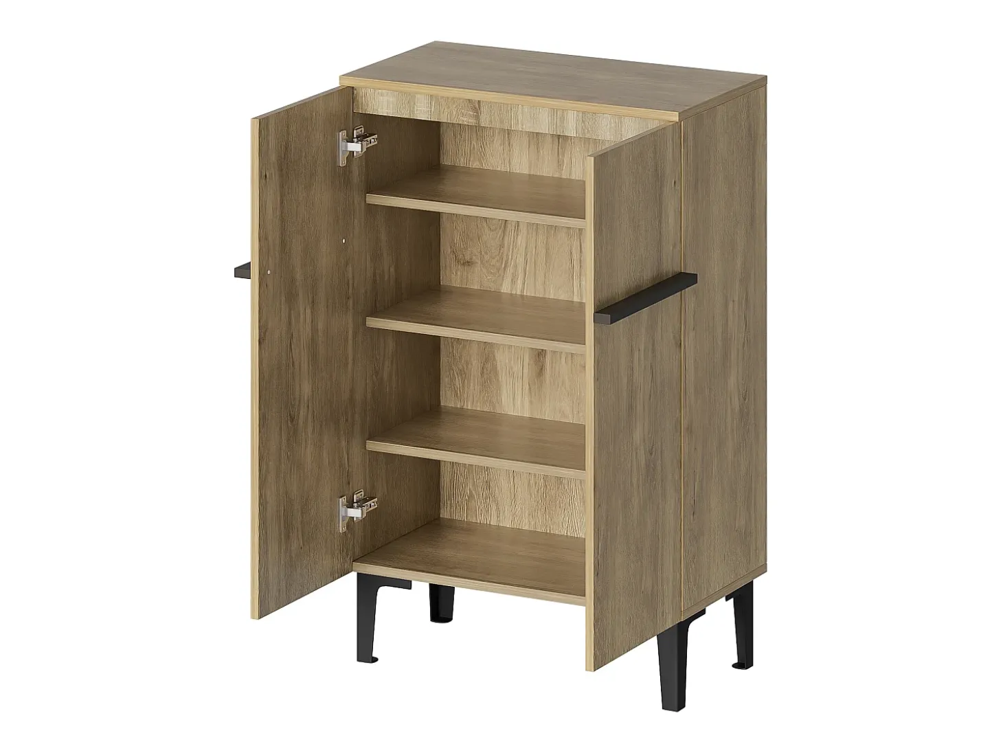 Zapatero en color madera con 2 puertas - estantes regulables 60 × 34,5 x 95 cm
