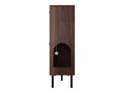 Zapatero en madera oscura con 4 puertas, tiradores y patas negras - ideal para la entrada