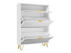 Zapatero estrecho con 3 compartimentos grandes, estante zapatero ajustable, 80 x 24 x 118,5 cm, blanco