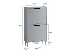 Zapatero Estrecho con 2 Solapas Organizador para Zapatos de Entrada 50 x 19 x 90 cm Gris FSR151-HG SoBuy ES