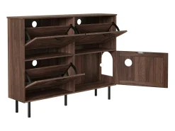 Zapatero estrecho de 3 hojas - 120 x 28 x 92 cm - con almacenaje - aglomerado - marrón