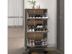 Zapatero Gris Claro 59,5x35x117 cm Pino Macizo