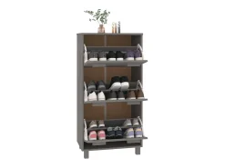 Zapatero Gris Claro 59,5x35x117 cm Pino Macizo