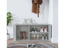 Zapatero gris hormigón 100x35x45 cm Madera de ingeniería