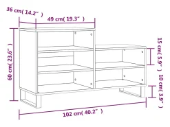 Zapatero gris hormigón 102x36x60 cm Madera de ingeniería