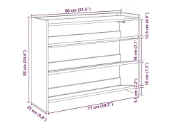 Zapatero gris hormigón 80x25x62 cm madera de ingeniería