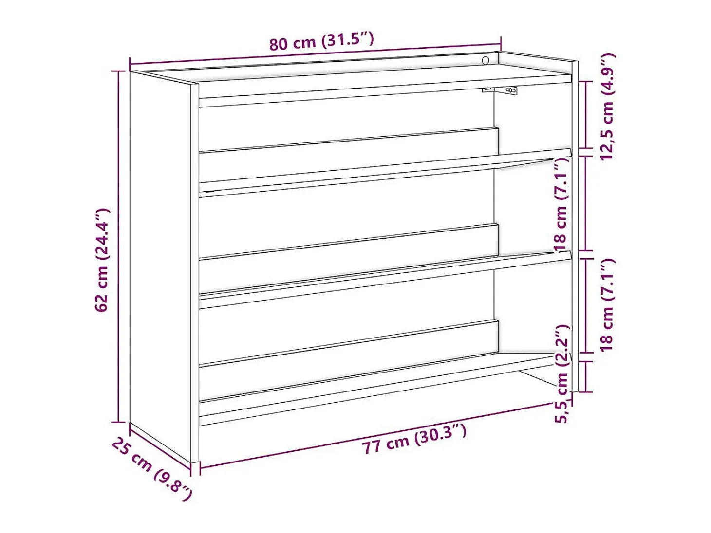 Zapatero gris hormigón 80x25x62 cm madera de ingeniería